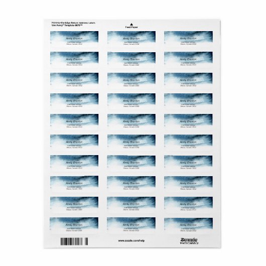 Waterverf oceaanblauw marien label (Full Sheet)