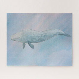 Waterverf oceaanblauwe vinvis legpuzzel