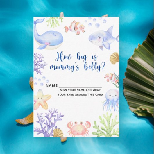 Waterverf oceaandier - hoe groot is mama's buik informatiekaartje