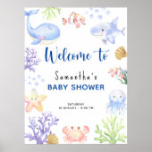 Waterverf oceaandieren baby shower welkom poster (Voorkant)