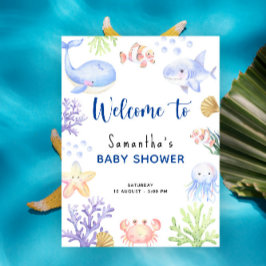 Waterverf oceaandieren baby shower welkom poster