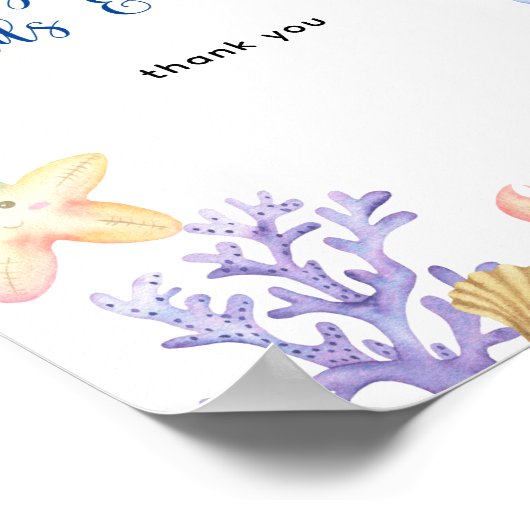 Waterverf oceaandieren - Boeken kaarten en geschen Poster (Hoek)