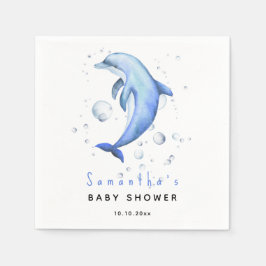 Waterverf oceaandolfijn babyshower servet