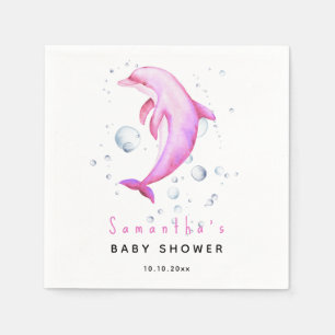 Waterverf oceaandolfijn babyshower servet