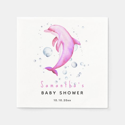 Waterverf oceaandolfijn babyshower servet (Voorkant)