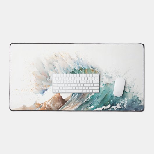 Waterverf oceaangolf bureaumat (Keyboard & Muis)