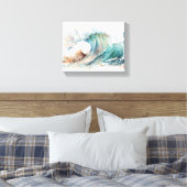 Waterverf oceaangolf canvas afdruk (Insitu (Slaapkamer))