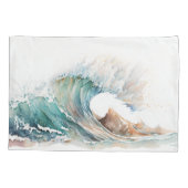 Waterverf oceaangolf kussensloop (Achterkant-Links)