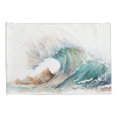 Waterverf oceaangolf kussensloop (Achterkant-Rechts)