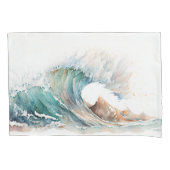 Waterverf oceaangolf kussensloop (Voorkant-Links)