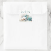 Waterverf oceaangolf met citaat vierkante sticker (Tas)