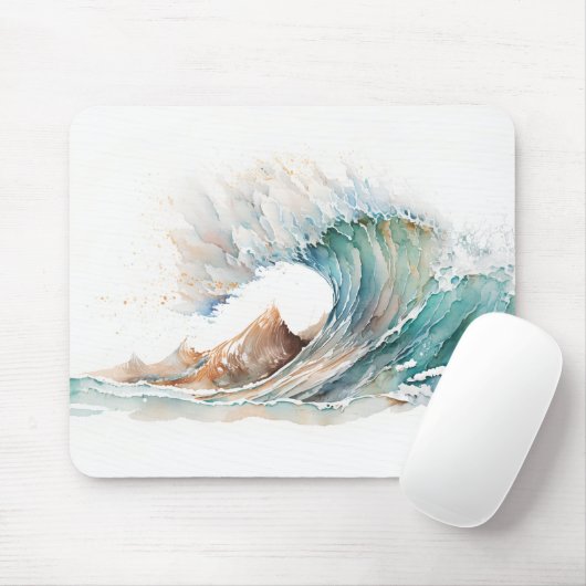 Waterverf oceaangolf muismat (Met muis)