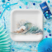 Waterverf oceaangolf papieren bordje (Feest)