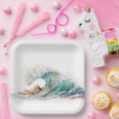 Waterverf oceaangolf papieren bordje (Feest)