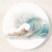 Waterverf oceaangolf zandsteen onderzetter (Voorkant)