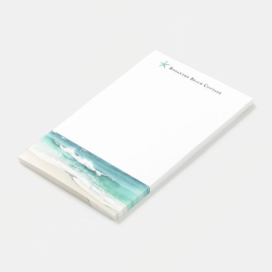 Waterverf Oceaangolven zeesterren Notitieblok Post-it® Notes (Schuin)