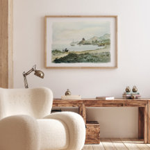  Waterverf oceaanlandschap