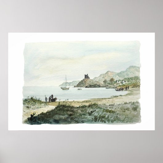 Waterverf oceaanlandschap Poster (Voorkant)