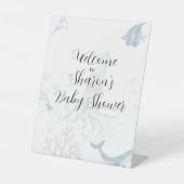 waterverf oceaanthema baby shower bord reclamebord met voetstuk (Voorkant)