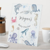 waterverf oceaanthema baby shower bord reclamebord met voetstuk (Insitu)