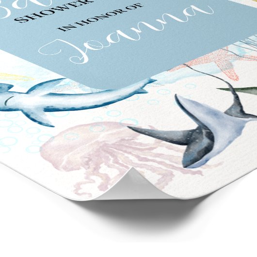 waterverf oceaanthema baby shower welkom poster (Hoek)