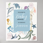 waterverf oceaanthema baby shower welkom poster (Voorkant)