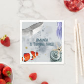 Waterverf Ocean Animals Kids Verjaardagsfeestje Bl Servet (Insitu)