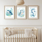 Waterverf Ocean Baby Animals Kinderdagverblijf Dec Muurkunst Sets