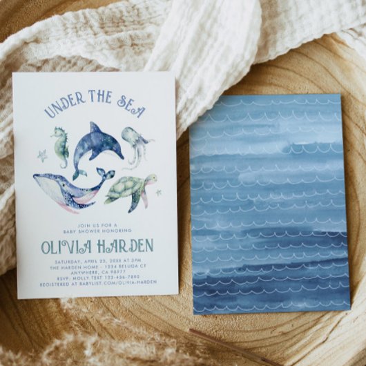 Waterverf Ocean Baby shower Invitation Kaart