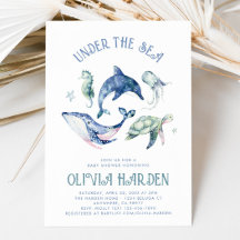Waterverf Ocean Baby shower Invitation