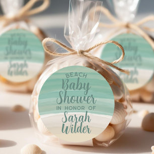 Waterverf Ocean Beach Baby shower Ronde Sticker