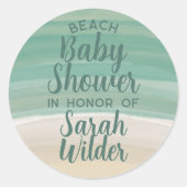 Waterverf Ocean Beach Baby shower Ronde Sticker (Voorkant)