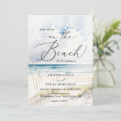 Waterverf Ocean Beach Bestemming Bruiloft Kaart (Staand voorkant)