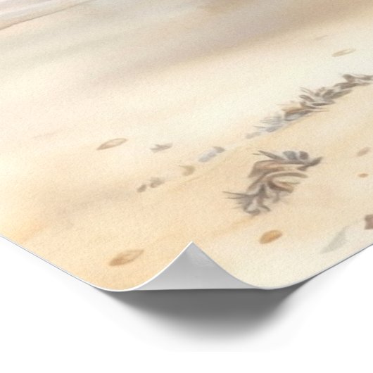 Waterverf Ocean Beach Bird Poster (Hoek)