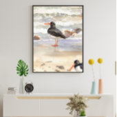 Waterverf Ocean Beach Bird Poster