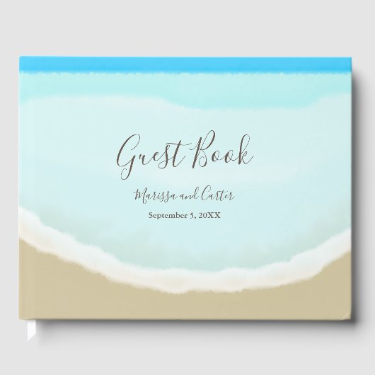 Waterverf Ocean Beach bruiloft Gastenboek (Voorkant)