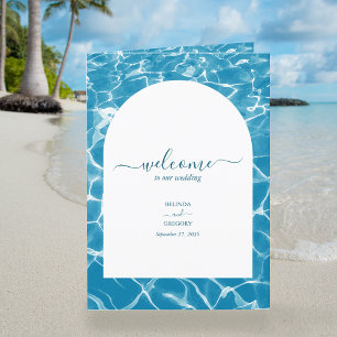 Waterverf Ocean Beach Bruiloft Orde van Service Programma