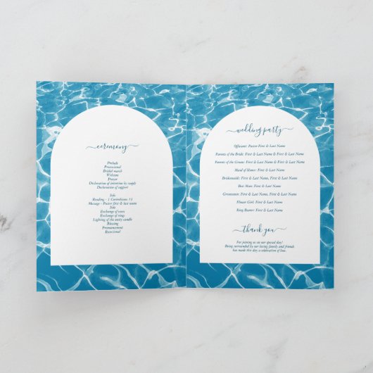 Waterverf Ocean Beach Bruiloft Orde van Service Programma (Binnen)