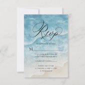 Waterverf Ocean Beach Elegant Script Wedding RSVP Kaartje (Voorkant)