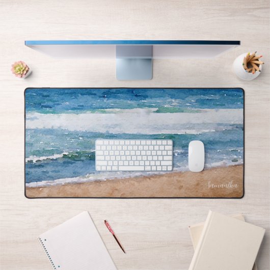 Waterverf Ocean Beach gepersonaliseerd Bureaumat (Kantoor 1)