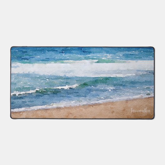 Waterverf Ocean Beach gepersonaliseerd Bureaumat (Voorkant)
