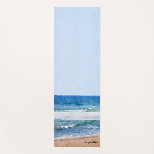 Waterverf Ocean Beach gepersonaliseerd Yogamat (Voorkant)