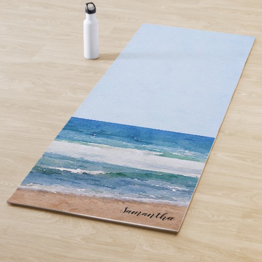 Waterverf Ocean Beach gepersonaliseerd Yogamat (In situ)