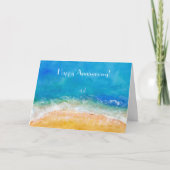 Waterverf Ocean Beach Happy Jubileum Kaart (Voorkant)