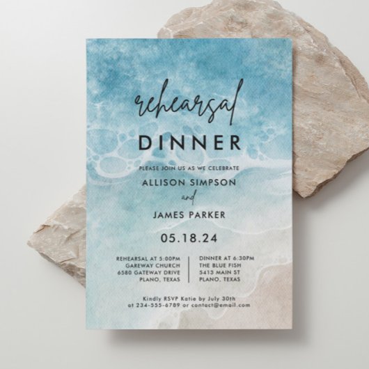 Waterverf Ocean Beach repesal Dinner Kaart