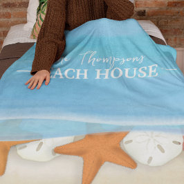 Waterverf Ocean Beach Seashells Beach House Fleece Deken