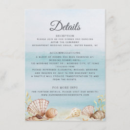 Waterverf Ocean Beach Shells Weddenschap Details Informatiekaartje