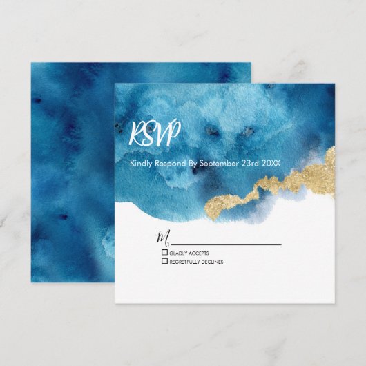 Waterverf Ocean Beach Tropical Island RSVP-kaart (Voorkant / Achterkant)