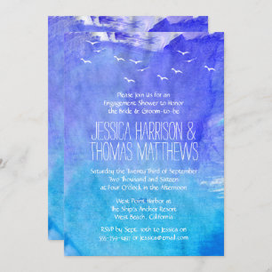 Waterverf Ocean Beach Verloving Shower of Party Kaart