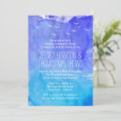 Waterverf Ocean Beach Wedding Rehearsal Dinner Kaart (Staand voorkant)